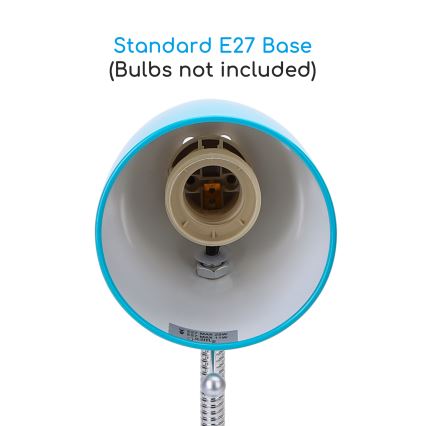 Aigostar -  Stolní lampa s klipem 1xE27/11W/230V modrá/lesklý chrom