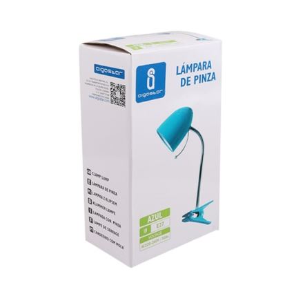 Aigostar -  Stolní lampa s klipem 1xE27/11W/230V modrá/lesklý chrom