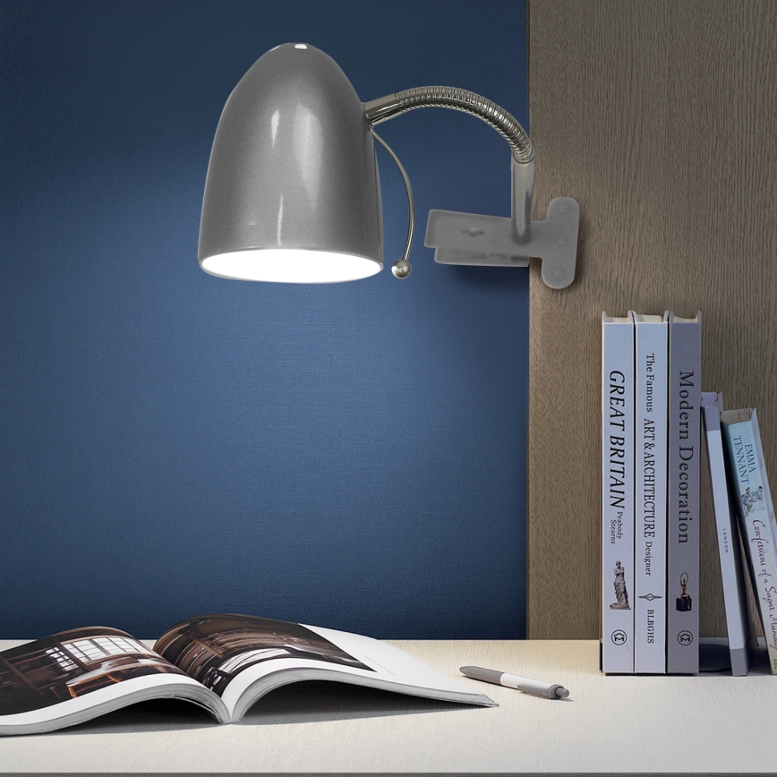 Aigostar -  Stolní lampa s klipem 1xE27/11W/230V stříbrná/lesklý chrom