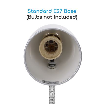 Aigostar -  Stolní lampa s klipem 1xE27/11W/230V stříbrná/lesklý chrom