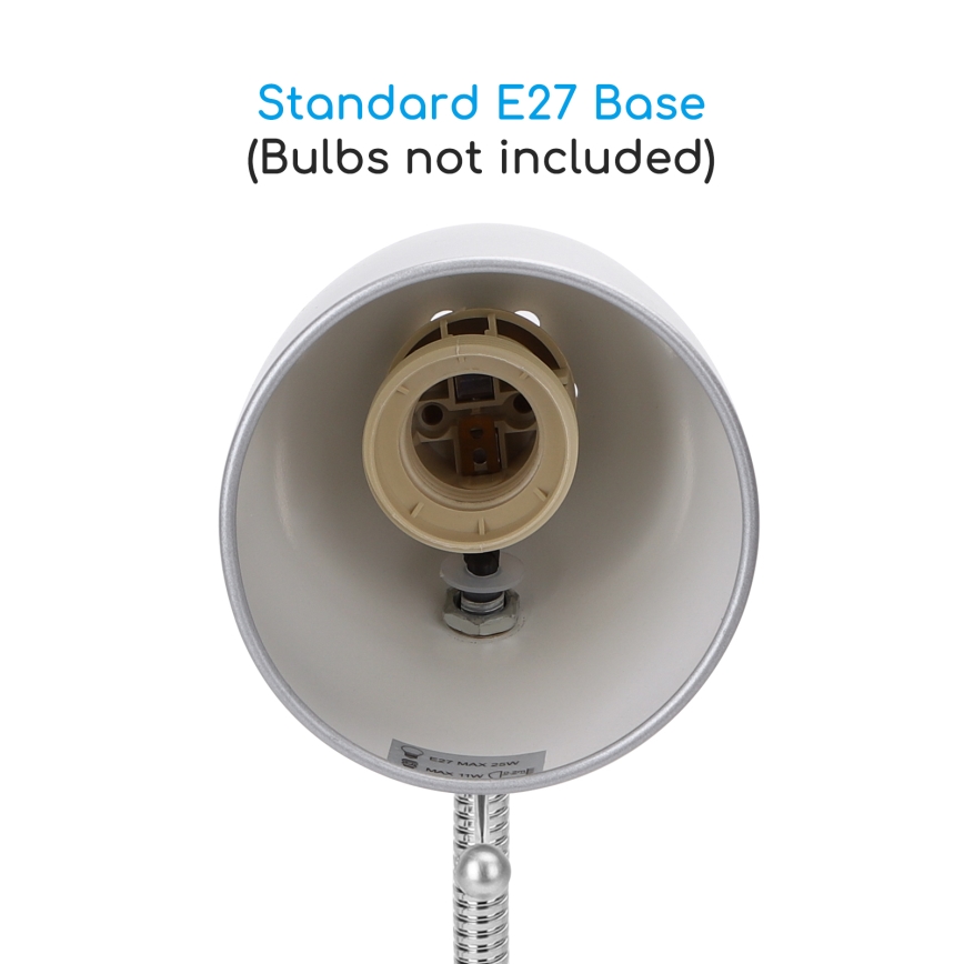 Aigostar -  Stolní lampa s klipem 1xE27/11W/230V stříbrná/lesklý chrom