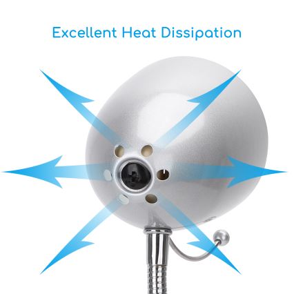 Aigostar -  Stolní lampa s klipem 1xE27/11W/230V stříbrná/lesklý chrom
