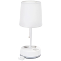 Aigostar - Stolní lampa se zásuvkami 1xE27/60W/230V bílá