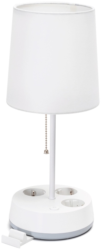 Aigostar - Stolní lampa se zásuvkami 1xE27/60W/230V bílá