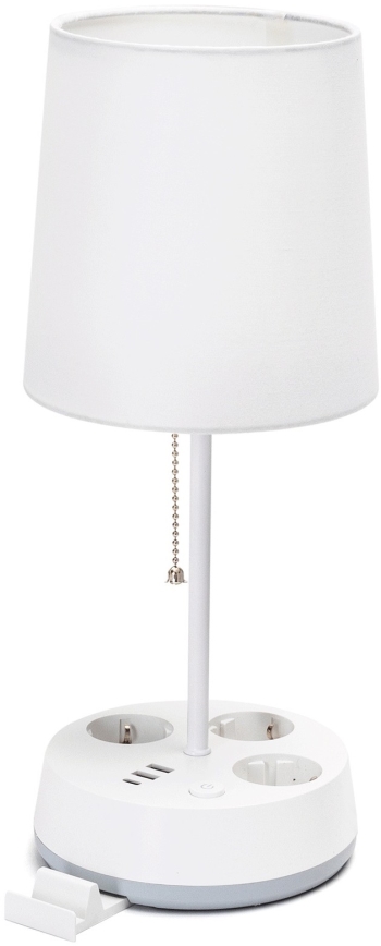 Aigostar - Stolní lampa se zásuvkami a USB porty 1xE27/60W/230V bílá