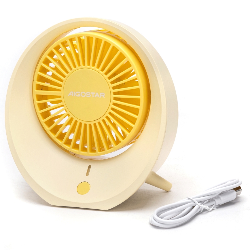 Aigostar - Stolní nabíjecí ventilátor 3W/5V 1200mAh USB oranžová