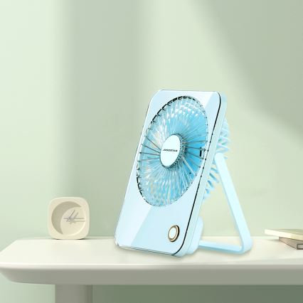 Aigostar - Stolní nabíjecí ventilátor 5W/5V 3600mAh USB modrá