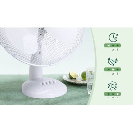 Aigostar - Stolní ventilátor 45W/230V 34 cm bílá