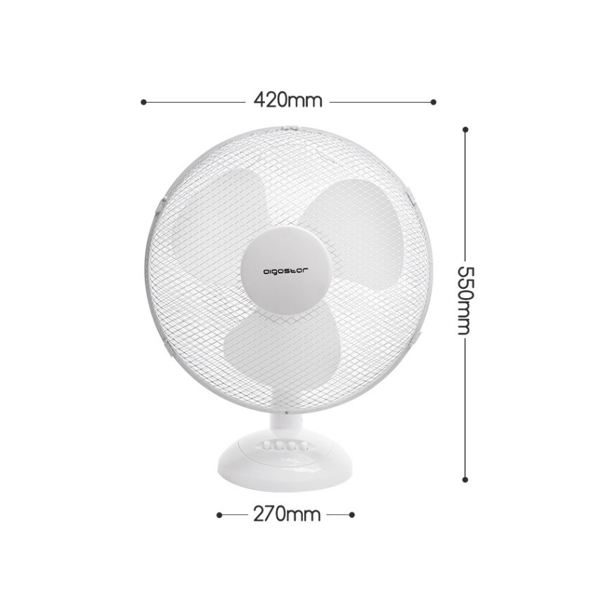 Aigostar - Stolní ventilátor 45W/230V 34 cm bílá