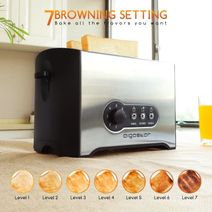 Aigostar - Topinkovač s dvěma otvory 900W/230V matný chrom