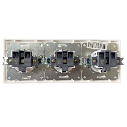 Aigostar - Trojitá zásuvka domovní s rámečkem SCHUKO 230V bílá