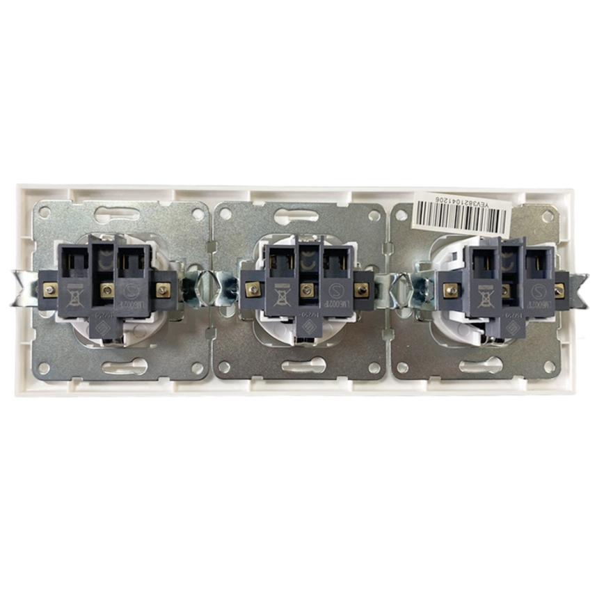 Aigostar - Trojitá zásuvka domovní s rámečkem SCHUKO 230V bílá