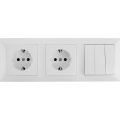 Aigostar - Trojitý vypínač č. 3 a 2x zásuvka SCHUKO 230V s rámečkem bílá