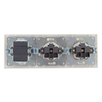Aigostar - Trojitý vypínač č. 3 a 2x zásuvka SCHUKO 230V s rámečkem bílá