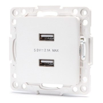 Aigostar - USB napájecí zásuvka bez rámečku 2x USB-A bílá