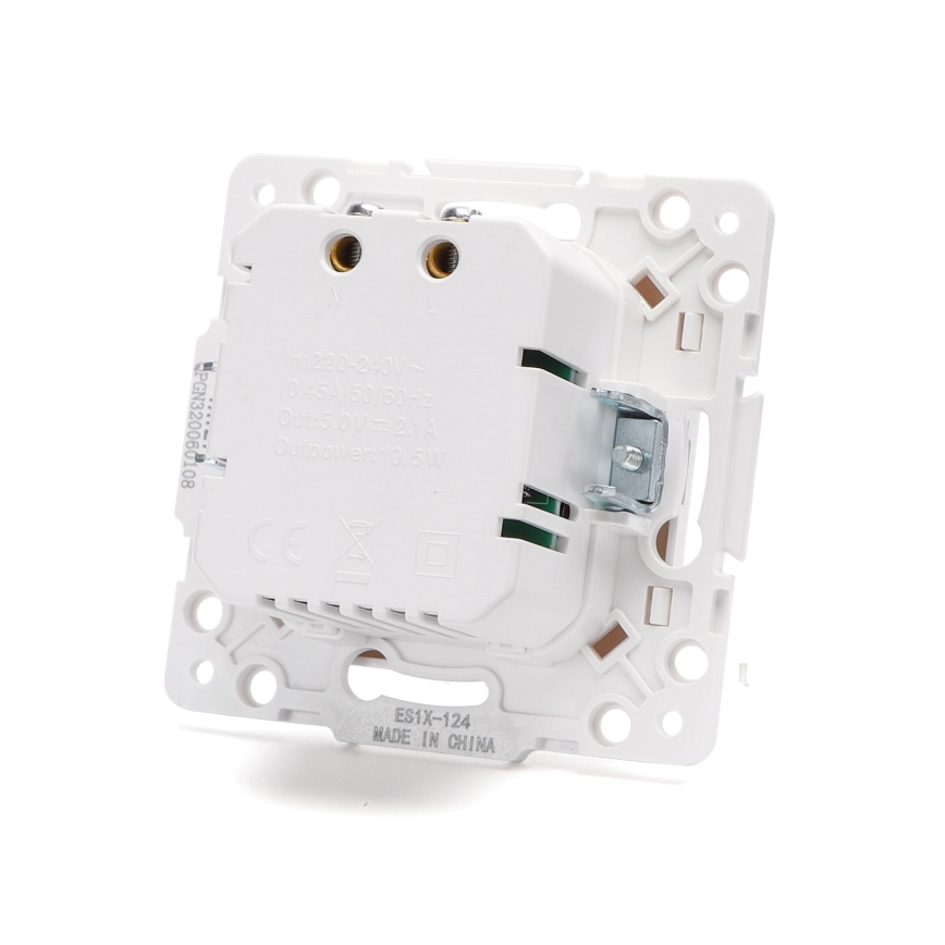 Aigostar - USB napájecí zásuvka bez rámečku 2x USB-A bílá