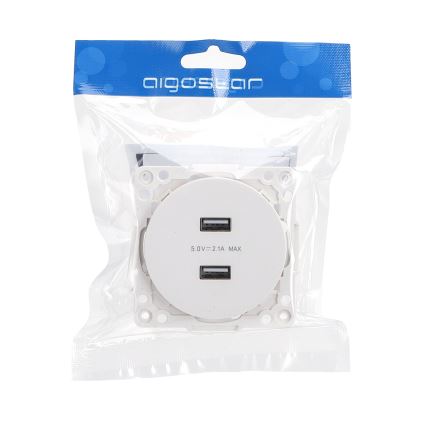 Aigostar - USB napájecí zásuvka bez rámečku 2x USB-A bílá