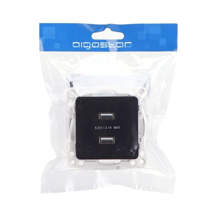 Aigostar - USB napájecí zásuvka bez rámečku 2x USB-A černá