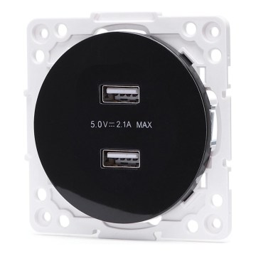 Aigostar - USB napájecí zásuvka bez rámečku 2x USB-A černá