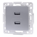 Aigostar - USB napájecí zásuvka bez rámečku 2x USB-A stříbrná