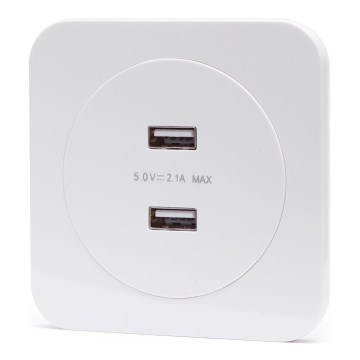 Aigostar - USB napájecí zásuvka s rámečkem 2x USB-A bílá