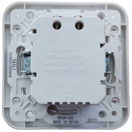 Aigostar - USB napájecí zásuvka s rámečkem 2x USB-A bílá