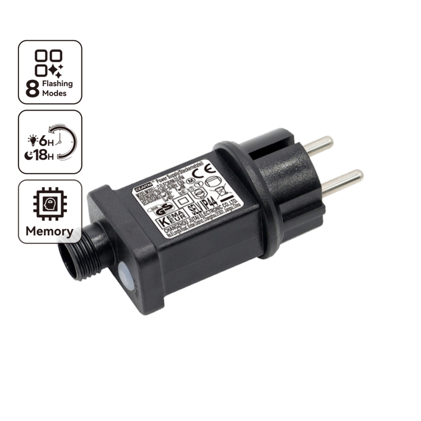 Aigostar - Venkovní napájecí adaptér 9W/31V/8 funkcí IP44 černá
