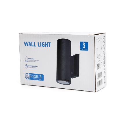 Aigostar - Venkovní nástěnné svítidlo 2xGU10/35W/230V IP65 černá kulatý