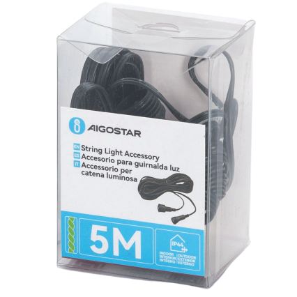 Aigostar - Venkovní prodlužovací kabel pro světelné řetězy 5 m IP45 tmavě zelená