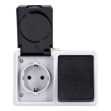 Aigostar - Venkovní spínač 1P se zásuvkou 1x16A/250V IP54 SCHUKO