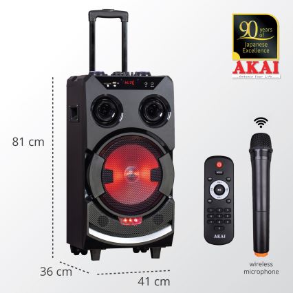 AKAI ABTS-112 - Bezdrátový reproduktor 300W/230V 7000 mAh + dálkové ovládání