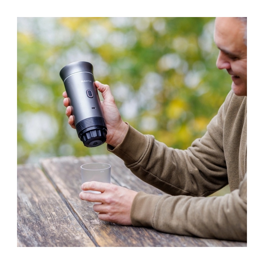 Aligator ACM002 - Cestovní nabíjecí kávovar PortaCaffé 3v1 72W/7500 mAh šedá