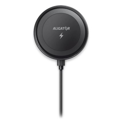 Aligator AMS05BK - Magnetický držák telefonu do auta s bezdrátovým nabíjením Qi 15W a MagSafe černá