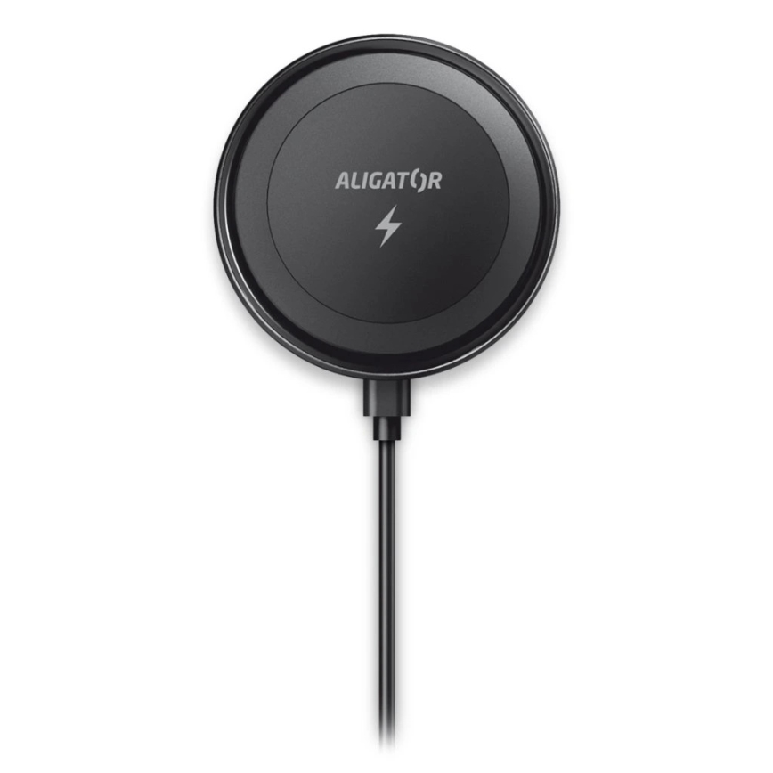 Aligator AMS05BK - Magnetický držák telefonu do auta s bezdrátovým nabíjením Qi 15W a MagSafe černá
