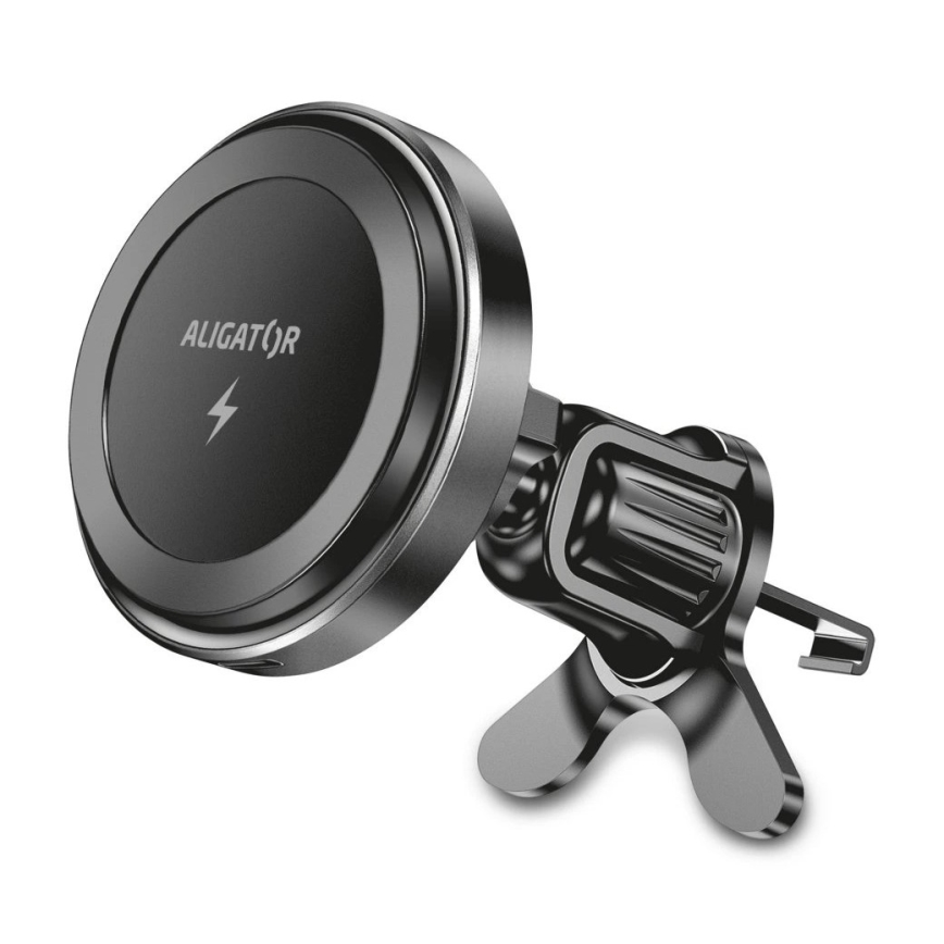 Aligator AMS05BK - Magnetický držák telefonu do auta s bezdrátovým nabíjením Qi 15W a MagSafe černá