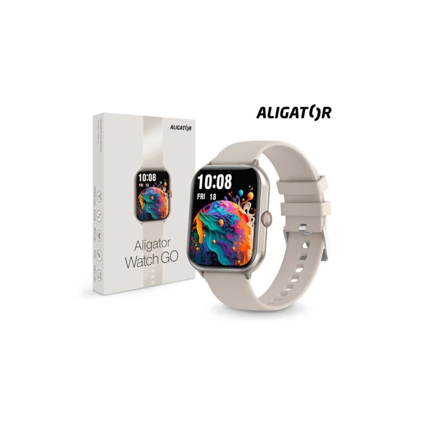 Aligator AW10SR - Chytré hodinky Watch GO 220 mAh IP67 krémová