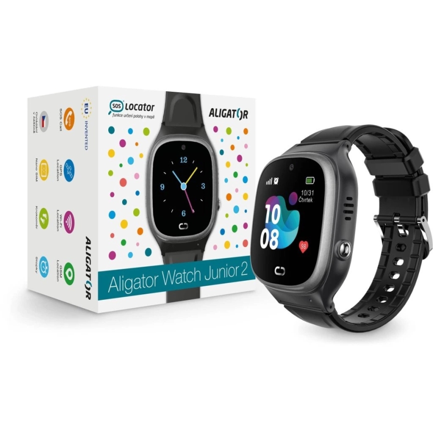 Aligator AW11BK - Chytré hodinky Watch Junior 2 450 mAh IP67 Wi-Fi černá