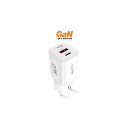 Aligator CHPD0020 - Rychlonabíjecí adaptér GaN Power Delivery 33W USB-A + USB-C bílá