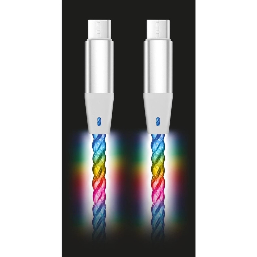 Aligator DATKP64 - USB kabel USB-C / USB-C s LED podsvícením 65W Power Delivery 0,5m