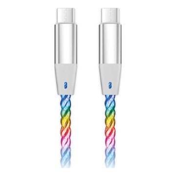 Aligator DATKP64 - USB kabel USB-C / USB-C s LED podsvícením 65W Power Delivery 0,5m