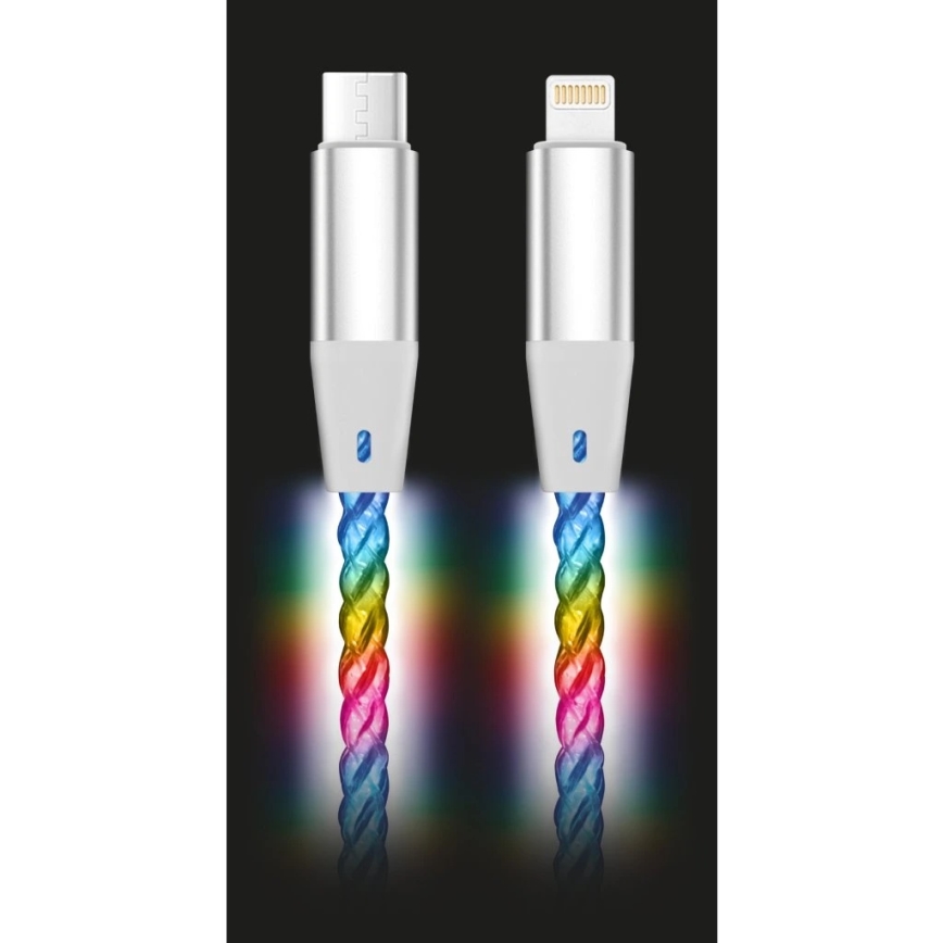 Aligator DATKP65 - USB kabel USB-C / Lightning s LED podsvícením 30W Power Delivery 0,5m