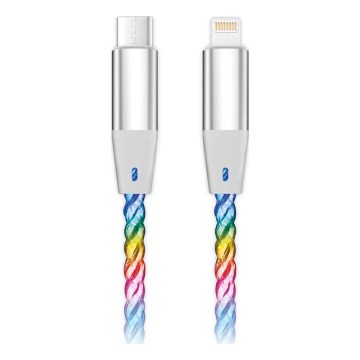 Aligator DATKP65 - USB kabel USB-C / Lightning s LED podsvícením 30W Power Delivery 0,5m