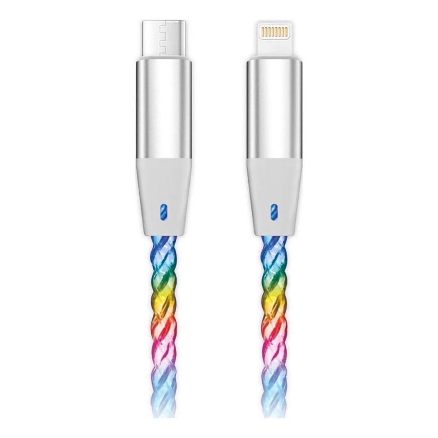 Aligator DATKP65 - USB kabel USB-C / Lightning s LED podsvícením 30W Power Delivery 0,5m