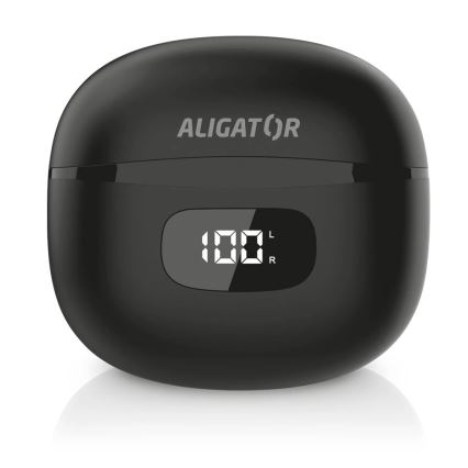 Aligator TWS08BK - Bezdrátová sluchátka s ANC 200 mAh + 2x 30 mAh IP40 černá