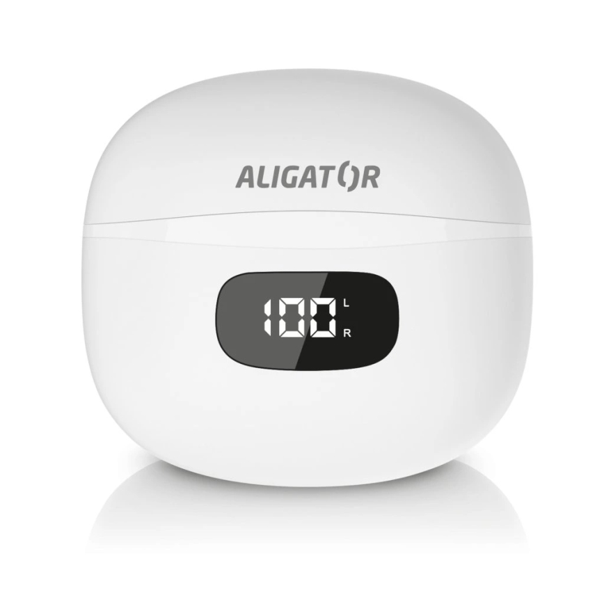 Aligator TWS08WT - Bezdrátová sluchátka s ANC 200 mAh + 2x 30 mAh IP40 bílá