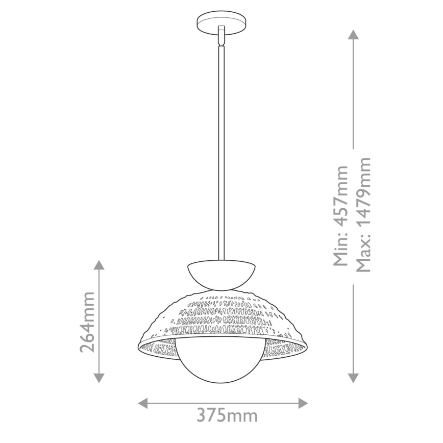 Alora Mood - Lustr na tyči PERTH 1xE27/60W/230V pr. 37,5 cm černá