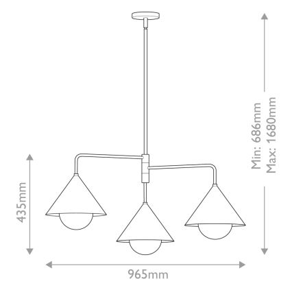 Alora Mood - Lustr na tyči REMYCK 3xE27/60W/230V zlatá