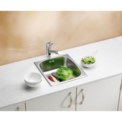 ALVEUS 1082195 - Kuchyňský dřez BASIC 44x38 cm matná ocel/satin, velká výpusť