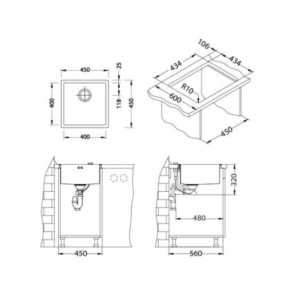 ALVEUS 1122689 - Kuchyňský dřez QUADRIX 45x45 cm monarch měď