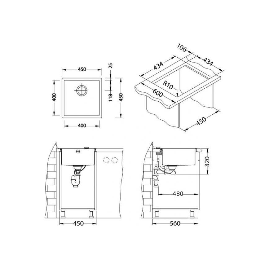 ALVEUS 1122689 - Kuchyňský dřez QUADRIX 45x45 cm monarch měď